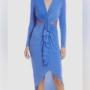 Gorgeous Sho dress metallic long sleeve high low dress